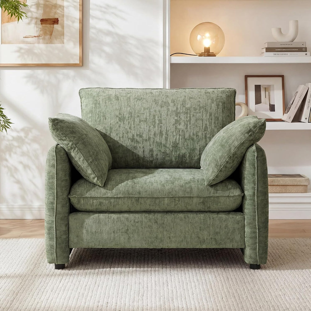 Elegant Oversized Accent Reading Armchairs Set of 2, 42.1", Chenille, Gr...