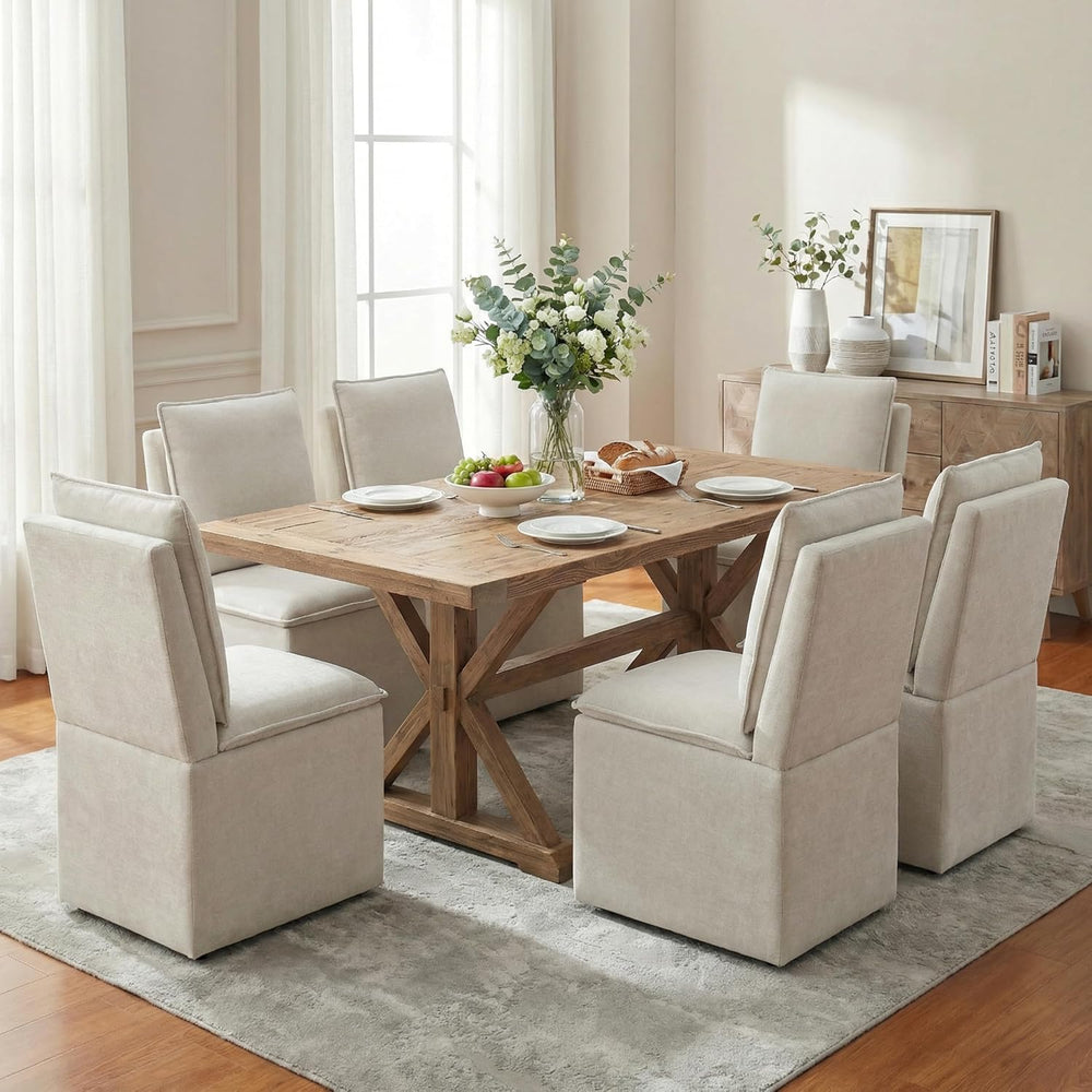VKNOW Upholstered Dining Chairs Set of 6, Dining Room Chairs with Storage