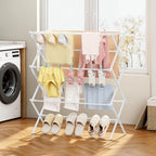 KINGBOARD Clothes Drying Rack, Collapsible Drying Rack Clothing with 11 Poles, 3-Tier Laundry Drying Rack, Small Clothes Drying Rack Foldable for Baby Clothes Sock Towel, 25lb Capacity, White