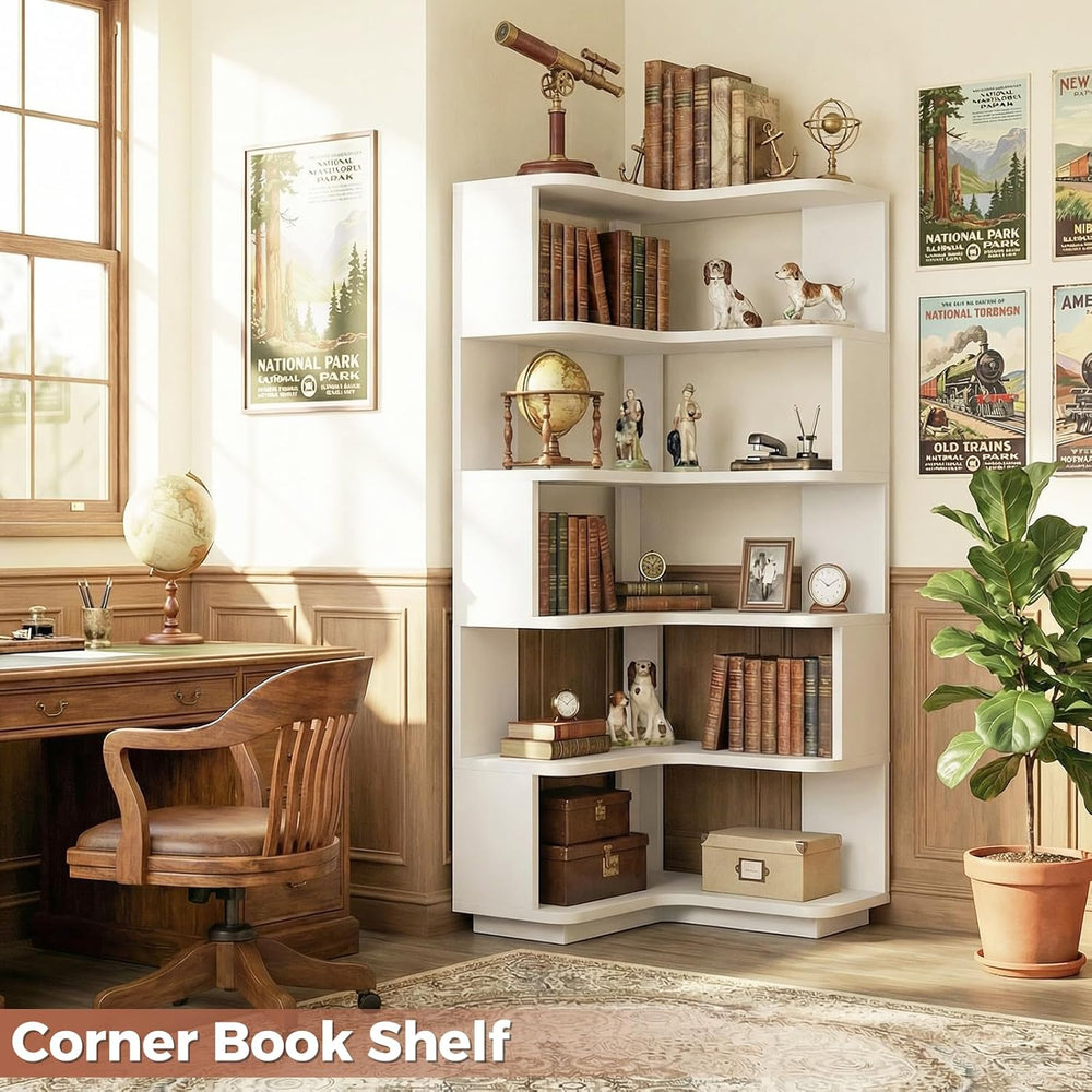 Besiost Corner Book Shelf, 6-Shelf Corner Bookshelf for Small Corner Spaces