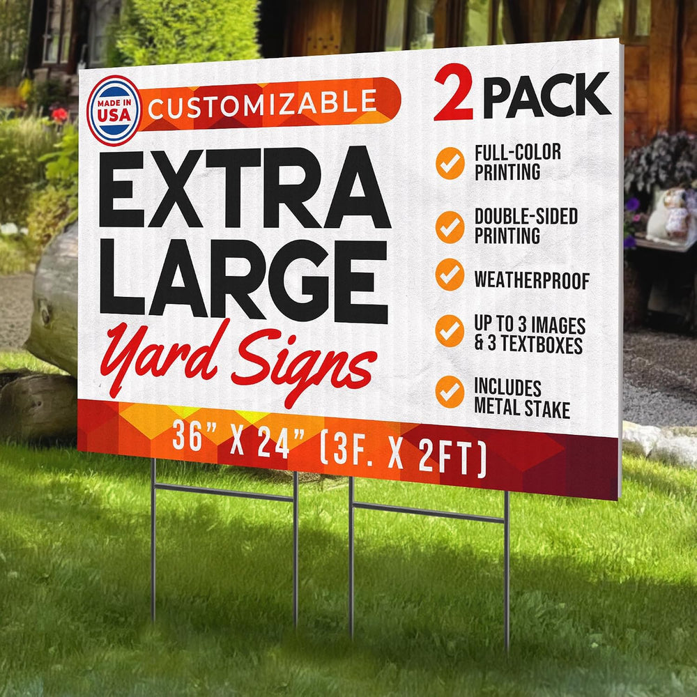 36"x24" Custom Yard Signs with Stakes Personalized Yard Signs with ...