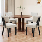 GOTMINSI Mid Century Modern Dining Chairs,Velvet Farmhouse Upholstered Kitchen Chairs, Accent Curved Backrest Dining Room Chairs with Hardwood Legs (Beige, 4PCS)