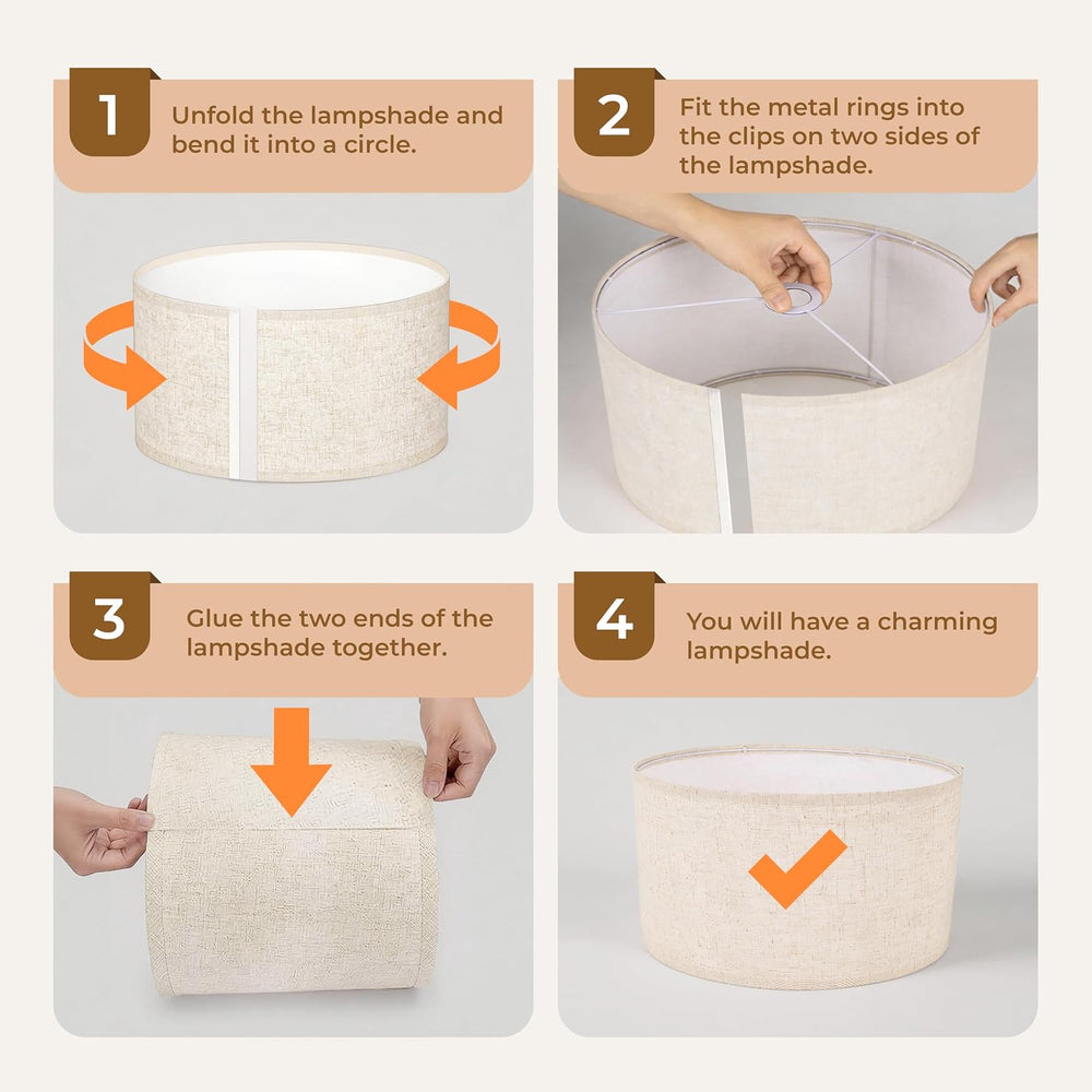 Large Drum Lamp Shades Set of 2, 16" Top×16" Bottom×9" High, B...