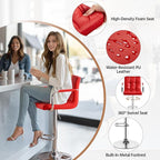 Yaheetech Bart Stools Set of 4, PU Leather Adjustable Barstools with Armrest, Counter Height Stool Chairs with Thickened Seat Cushion for Kitchen Island, Red