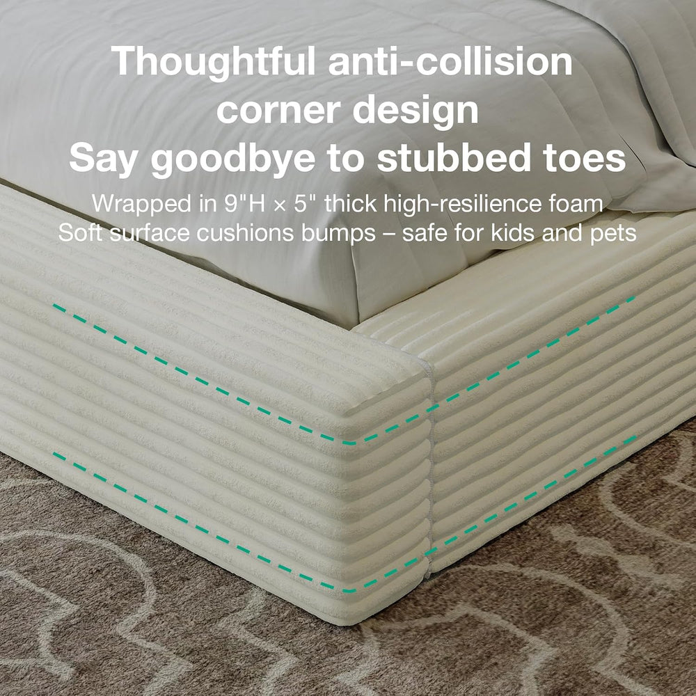 Novilla Full Size Bed Frame, Plush CloudSoft Bed, Corduroy Upholstered Platfo...