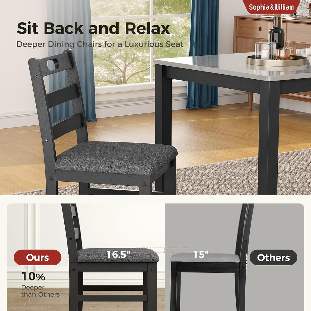 Sophia & William Marble Design Kitchen Table and Chairs, Dining Table Set