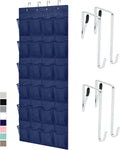 GORILLA GRIP Over the Door Shoe Organizer, 24 Large Breathable Mesh Pockets, Space Saving Hanging Storage Holder, Closet Rack Hanger Holds Up to 40 lbs, Hangs on Closets for Shoes, Accessories, Navy