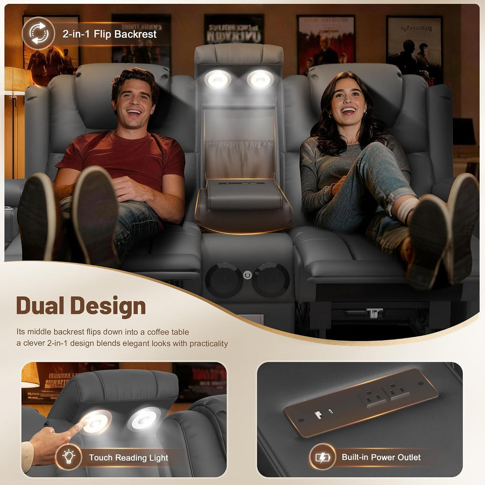 Power Loveseat Recliner Sofa with Console, Wall Hugger Reclining Loveseat wit...