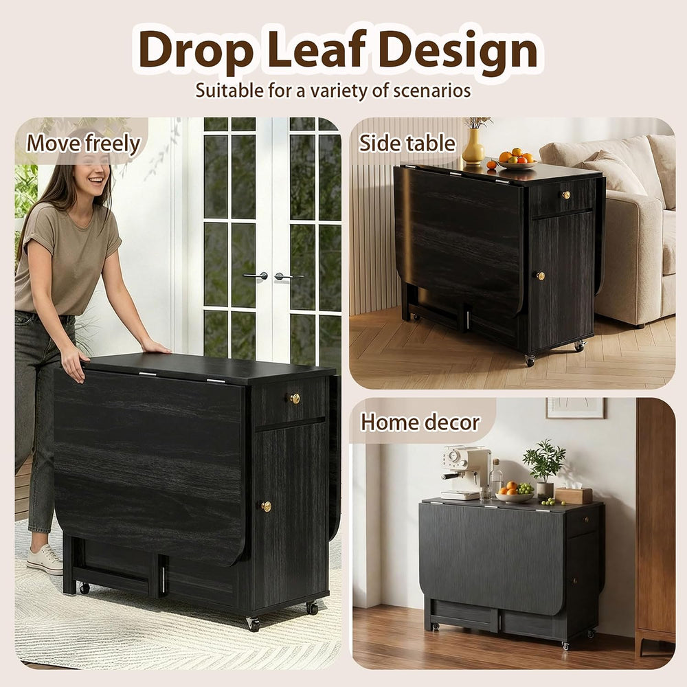 Extendable Drop Leaf Folding Dining Table with 4 Chairs, No Assembly Required...