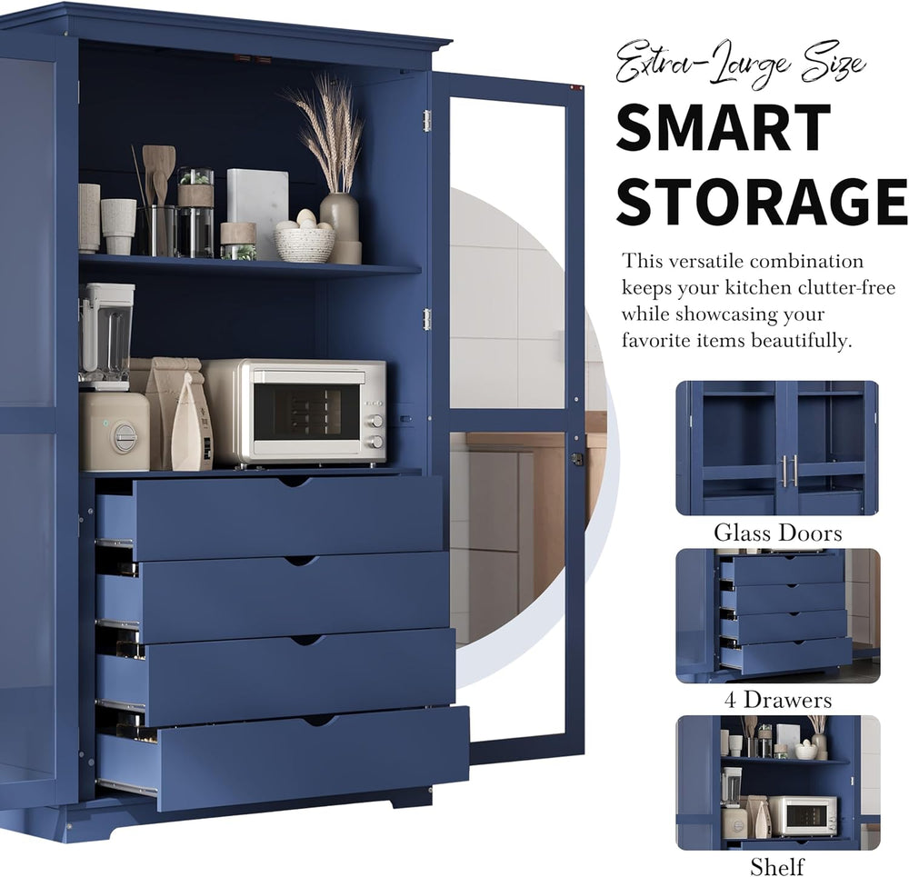 Polibi 44.7" Extra-Large Freestanding Storage Cabinet - Glass Door Displ...