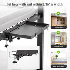 Foldable Bedside Shelf, Metal Clip-On Bed Tray Table for Bunk Bed & Dorm Beds, Dorm Room Essentials Organizer for College Students, Floating Tray, Space Saving Nightstand for Loft Beds (Black, Large)
