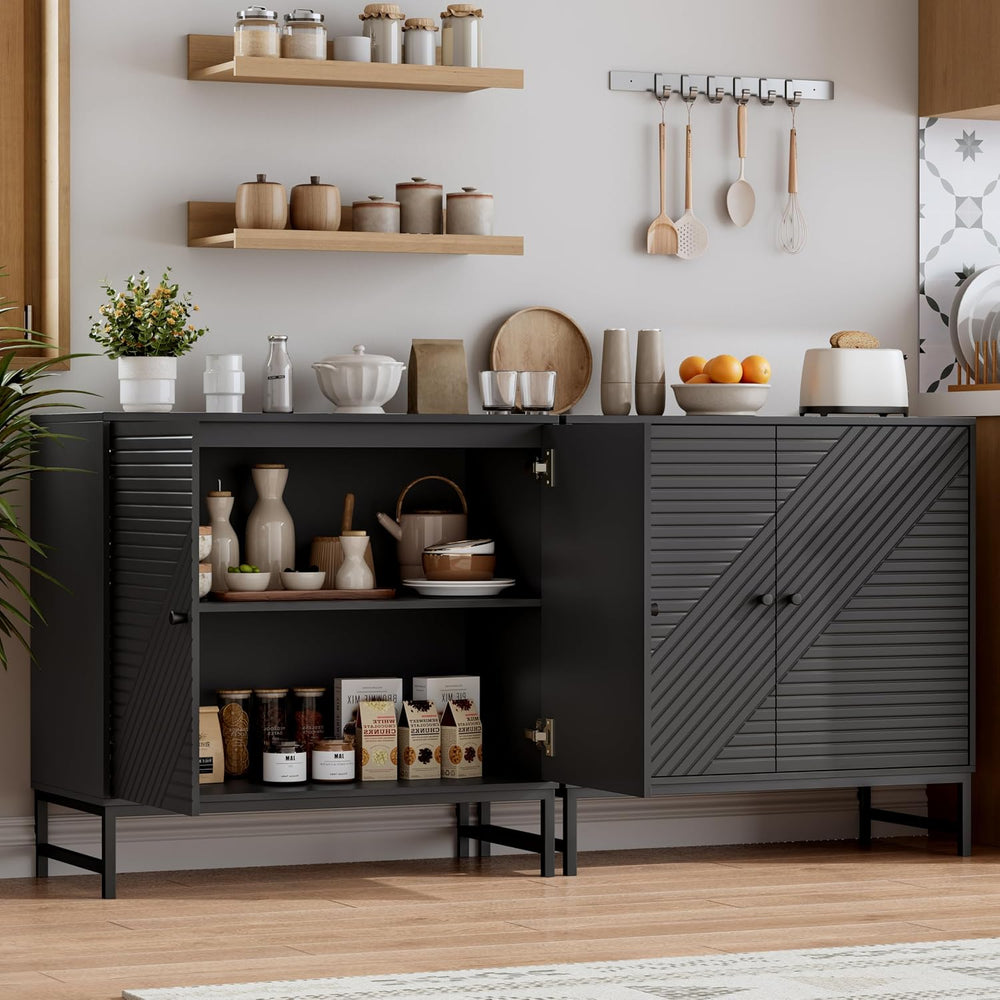 Storage Cabinet with Doors and Adjustable Shelf, Sideboard Buffet Cabinet wit...