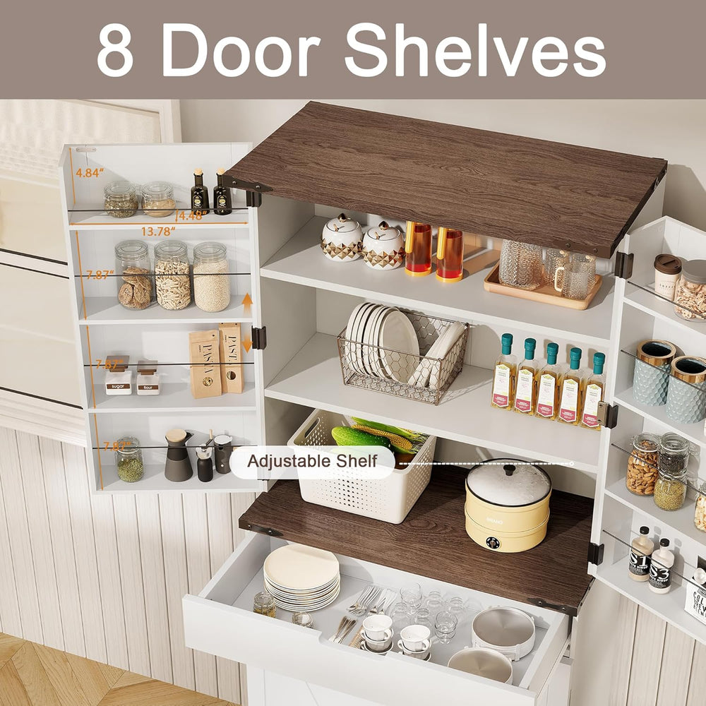 GRUSIGN 72" Kitchen Pantry Storage Cabinet with Doors and Shelves, Wood ...