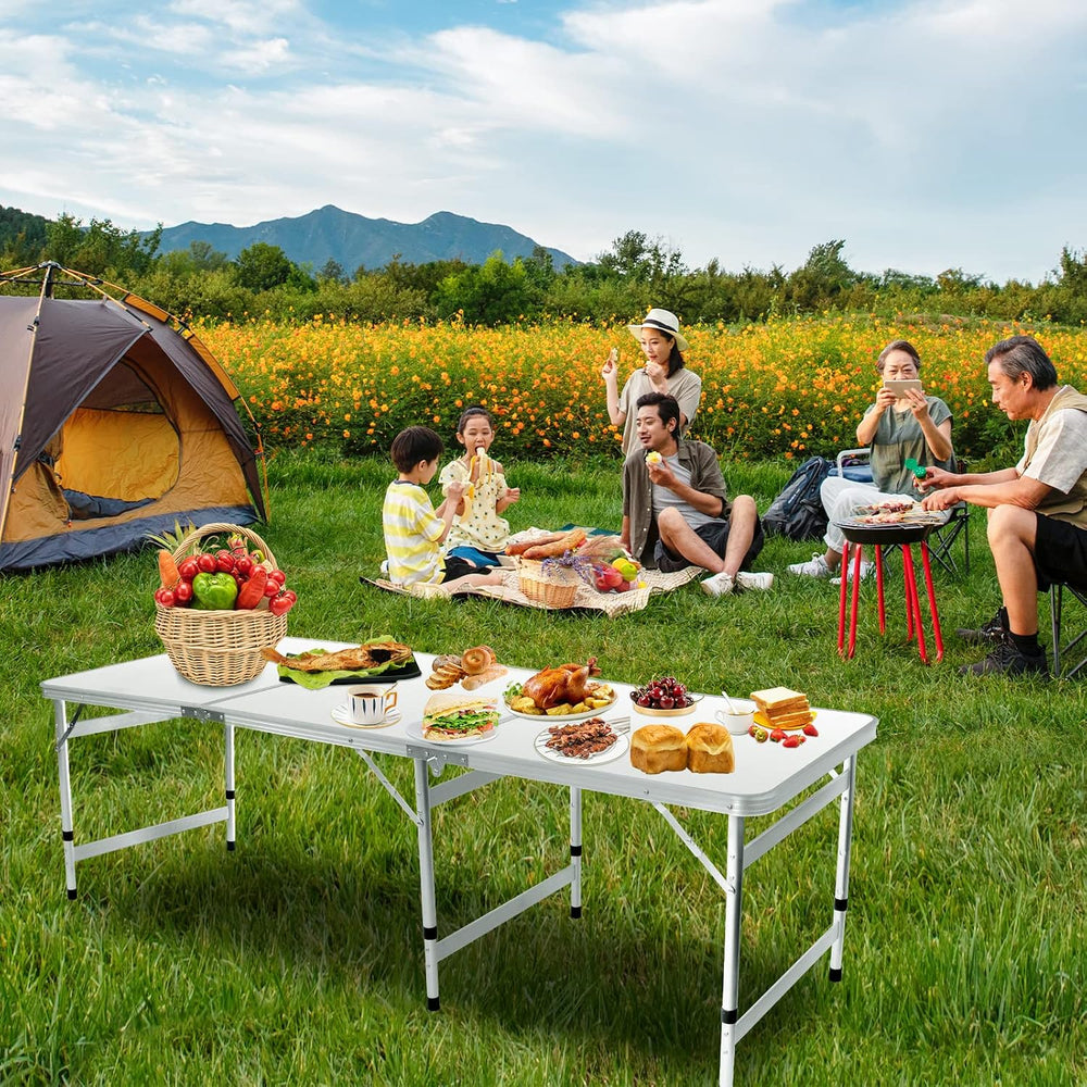 Moosinily Camping Table 6FT Folding Table Large 3 Adjustable Height Portable ...