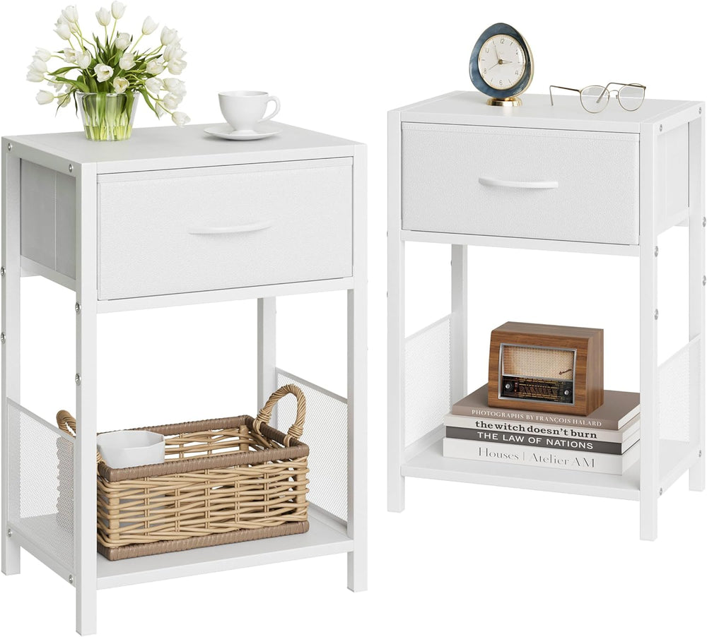 YAUKOMEL Nightstand Set of 2,End Table with Fabric Drawer,Side Table Set of 2...