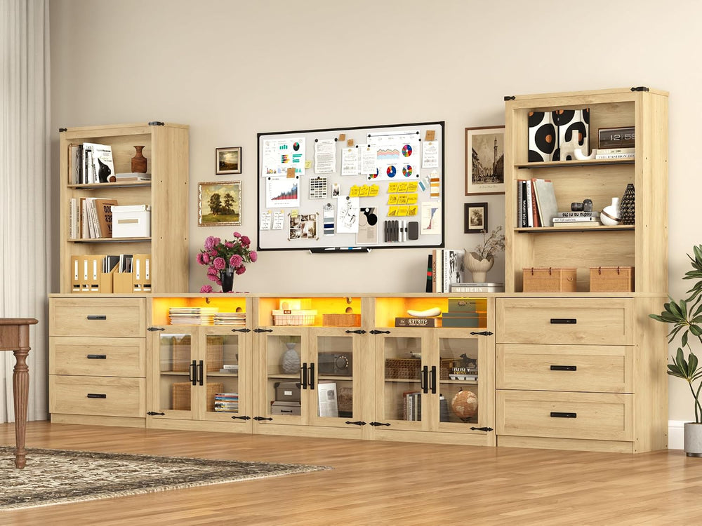 chartustriable 157" W 4-Piece Entertainment Center with Bookshelves for ...