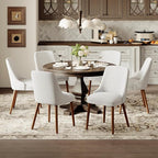 Dining Chairs Set of 6, Upholstered Dining Room Chair with Wood Legs, High-Back Padded Kitchen Chairs for Dining Room/Restaurant/Cafe, Light Grey