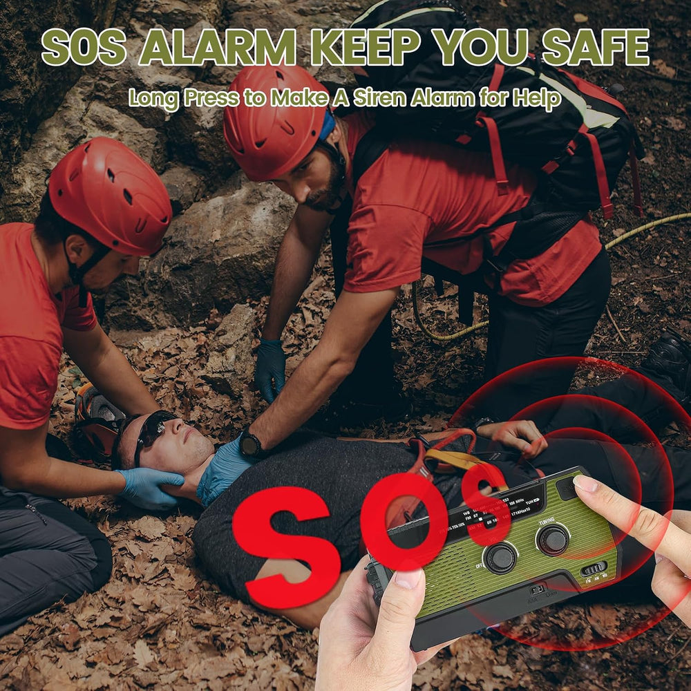 4000mAh/14800mWh Emergency Radio, Solar Hand Crank Emergency Radio - NOAA Wea...