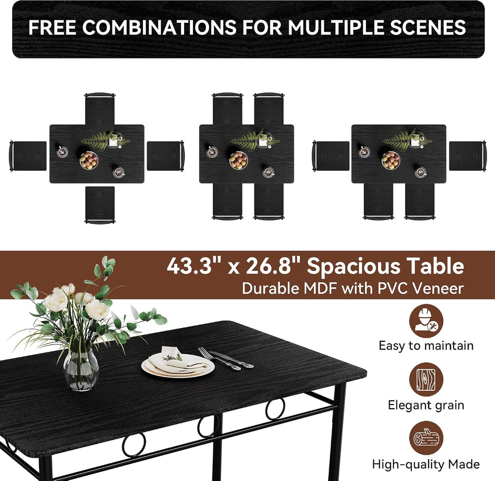 Vipbear Kitchen Dining Table Set for 4, 5-Piece Kitchen Table Set,Dining Room...