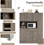 Virubi 70" Large Kitchen Pantry Storage Cabinet with Doors and Shelves, Wood Farmhouse Tall Buffet Cabinet with Hutch and Drawers, Large Cupboard with Pull-Out Side Cabinet, Freestanding (Brown)