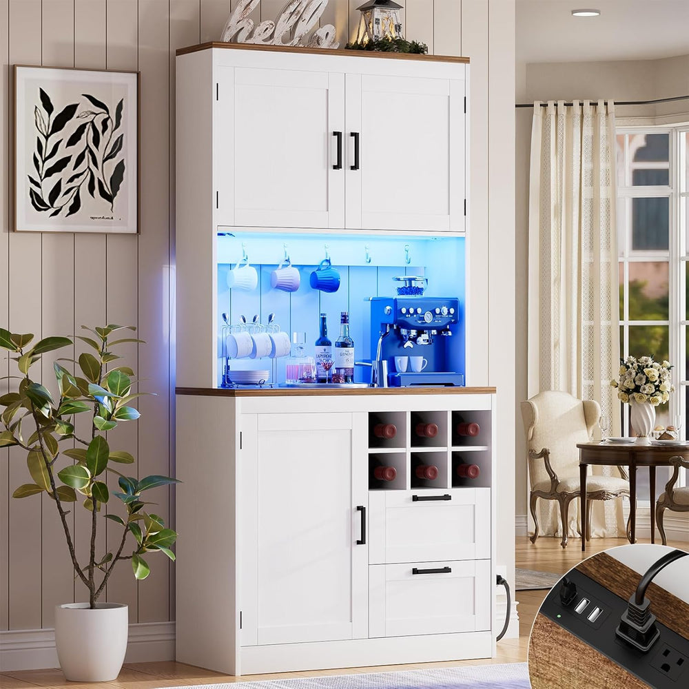 Unikito 72" Tall Pantry Cabinet, Kitchen Pantry Storage Cabinet with LED...