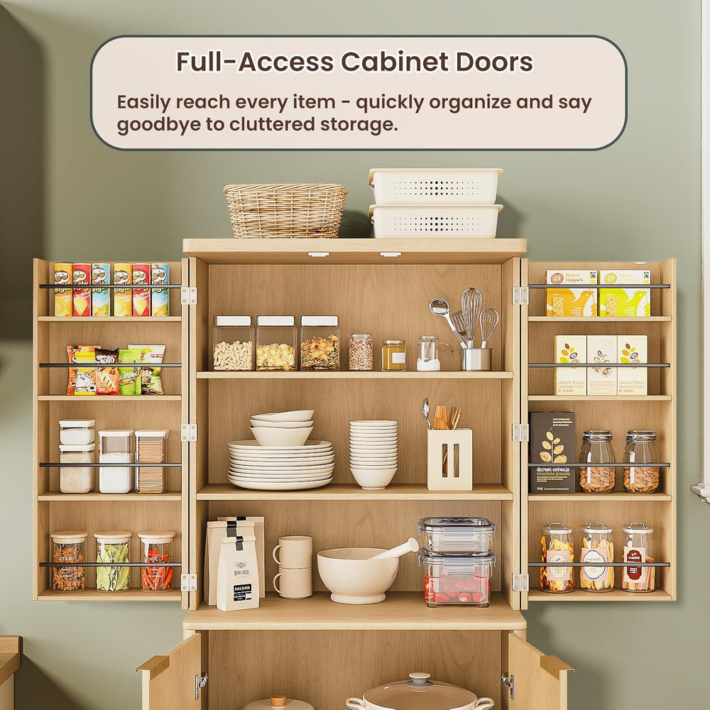 Spaco 72" Tall Kitchen Pantry Cabinet,Modern Fluted Food Storage Cabinet...