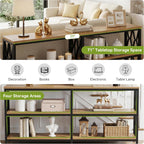 LITTLE TREE Console Table with Storage Shelves, 70.9" Industrial 3-Tier Sofa Table for Living Room, Long Foyer Table Entryway Table for Hallway, Front Door, Entrance, Natural Light Oak & Black