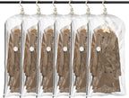 TAILI Hanging Vacuum Storage Bags, Space Saver Bags for Clothes, Coats, Suits and Jackets, Clear, 6 Pack Short, 31 x 15 x 40 inches