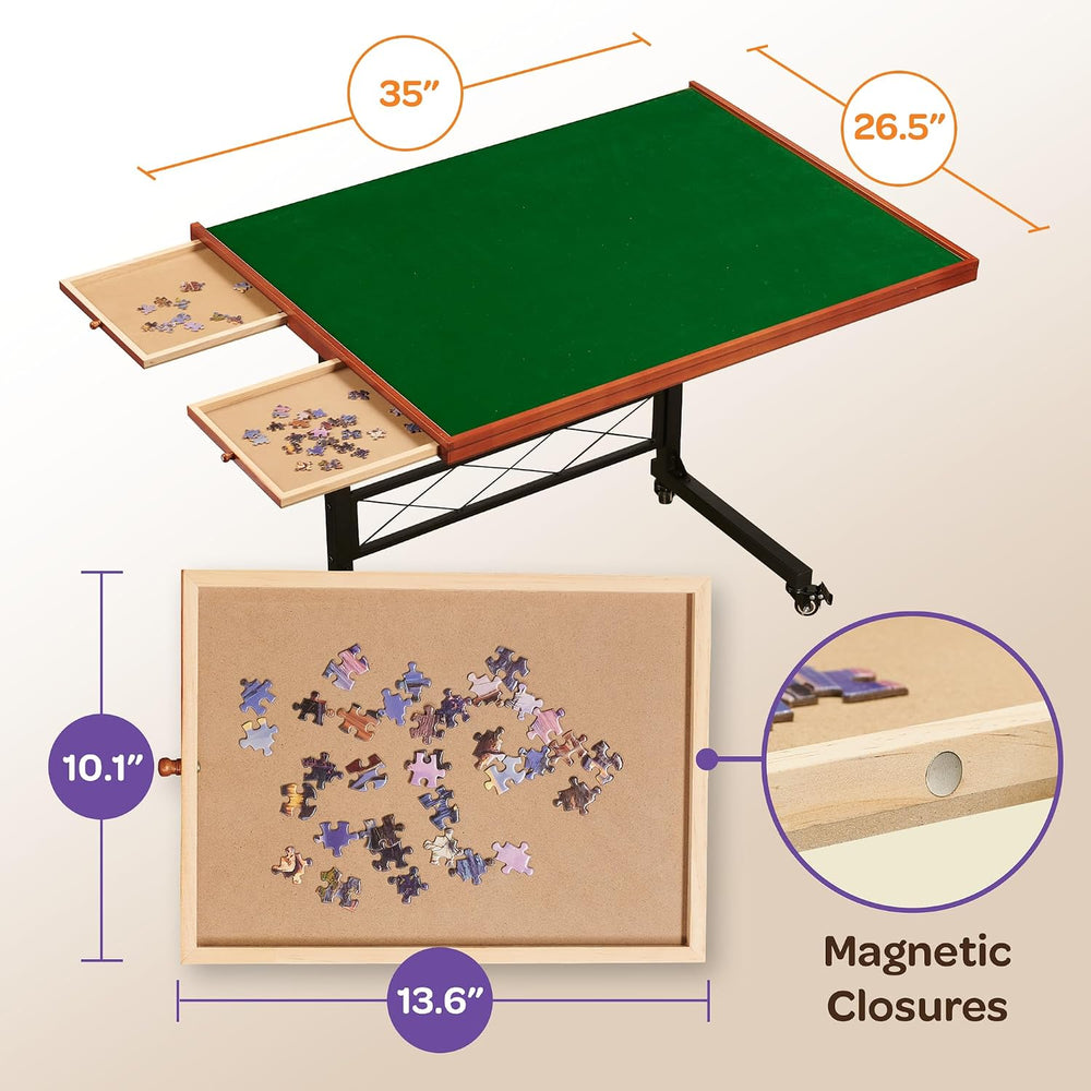 JoyBerri Jigsaw Puzzle Table with Drawers – Adjustable Height, All Ages