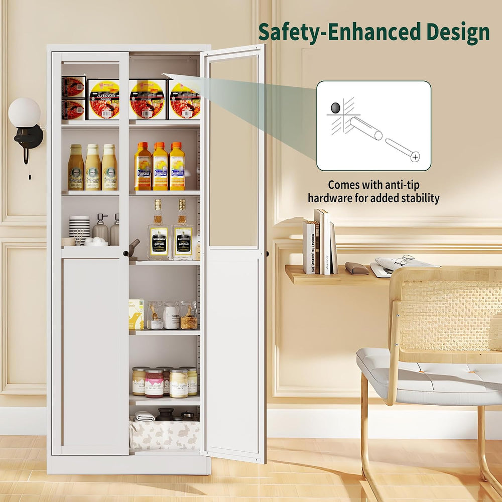 Kitchen Pantry Cabinet, 72" Tall Farmhouse Storage Cabinet, Kitchen Stor...