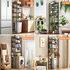 Over-The-Toilet Storage Rack, 4-Tier Bathroom Organizer Shelf Over Toilet with Adjustable Shelf and Basket, Freestanding Space Saver Bathroom Shelves Above Toilet for Room (Oak Gray)