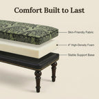 Forteek 47" Upholstered Bed End Bench for Bedroom, Vintage Bed Bench | Vintage Solid Wood Bench with Detachable Washable Cover, Pattern Cushion Nailhead Trim Decorative Bedroom Stool for Storage