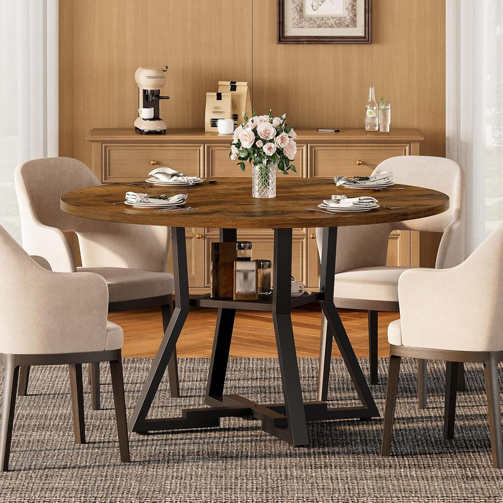 RALGEND Round Dining Table for 4-6, 43" Circle Dining Table with Wooden ...