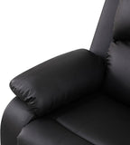 Manual Recliner Sectional Sofa Set, Bonded Leather L-Shaped Living Room Furniture Sets, Reclining Corner Couch with Drop-Down Table/Storage Console/Cup Holders for Home Office (Black, Sectional)