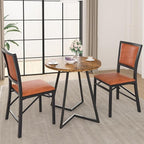 VECELO Folding Chairs Set of 2 with Cushion, Foldable Padded Seats with Heavy Duty Metal Frame for Kitchen/Dining/Living Room, No Assembly & Space Saving Design, Chestnut Brown