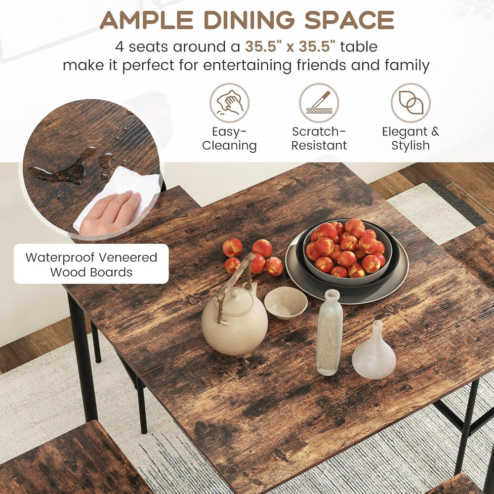 Giantex 5-Piece Dining Table Set W/Counter Height Table & 4 Bar Stools, I...