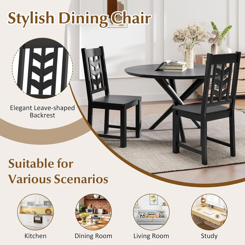 GOFLAME Wood Dining Chairs Set of 4, Modern Kitchen Side Chairs with Solid Ru...