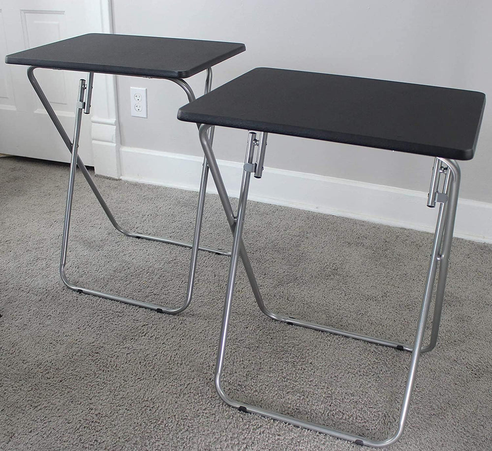 Folding TV Tray Tables, for Small Space, Black, Set of 2 | 19" X 15&quot...