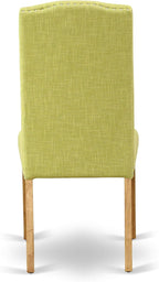 East West Furniture NDEN3-OAK-07 3 Piece Dinette Set for Small Spaces Contains a Rectangle Dining Table with Dropleaf and 2 Limelight Linen Fabric Parson Chairs, 30x48 Inch, Oak