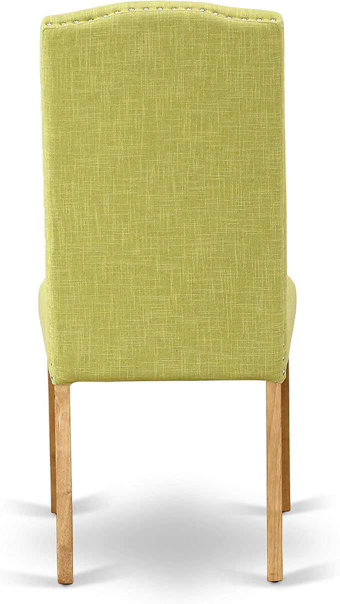 East West Furniture NDEN3-OAK-07 3 Piece Dinette Set for Small Spaces Contains a Rectangle Dining Table with Dropleaf and 2 Limelight Linen Fabric Parson Chairs, 30x48 Inch, Oak