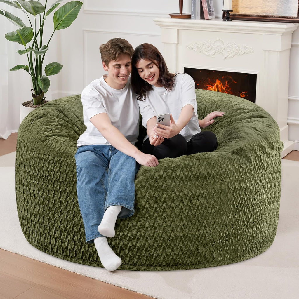 3FT Bean Bag Chair,Giant Bean Bag Chairs for Adults,Big Bean Bags with Memory Foam Filled, Large Beanbag Chairs with Chevron Plush Cover-Green