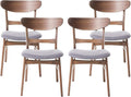 Christopher Knight Home Frances Mid-Century Modern Dining Chairs (Set of 4), 100% Polyester and Rubber Wood, Dark Gray, Walnut