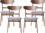 Christopher Knight Home Frances Mid-Century Modern Dining Chairs (Set of 4), 100% Polyester and Rubber Wood, Dark Gray, Walnut