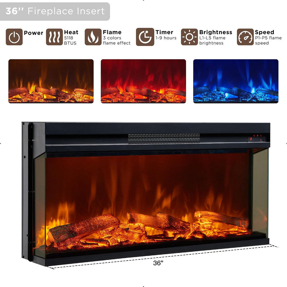 OKD Farmhouse TV Stand with Fireplace, 70'' Entertainment Center Stan...