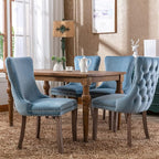 Modern Dining Chairs Set of 4, Upholstered Dining Chair with Full Back and Button Tufting, Blue Velvet Accent Chair, Sillas de Comedor, 4 Dining Chairs (Light Blue, Velvet, 4Pcs)