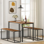 HOOBRO Dining Bench, 47.2 Inch Dining Table Bench, Industrial Style Kitchen Bench, Steel Frame, Easy to Assemble, for Kitchen, Dining Room, Rustic Brown and Black BF12CD01