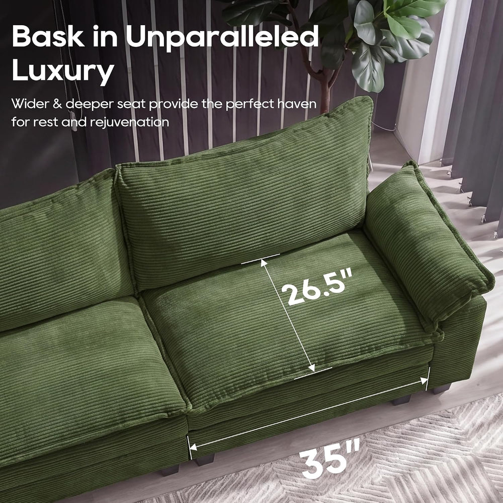 URRED Oversized Modular Sectional Sofa，Solid Green：122" U Shaped | Moder...