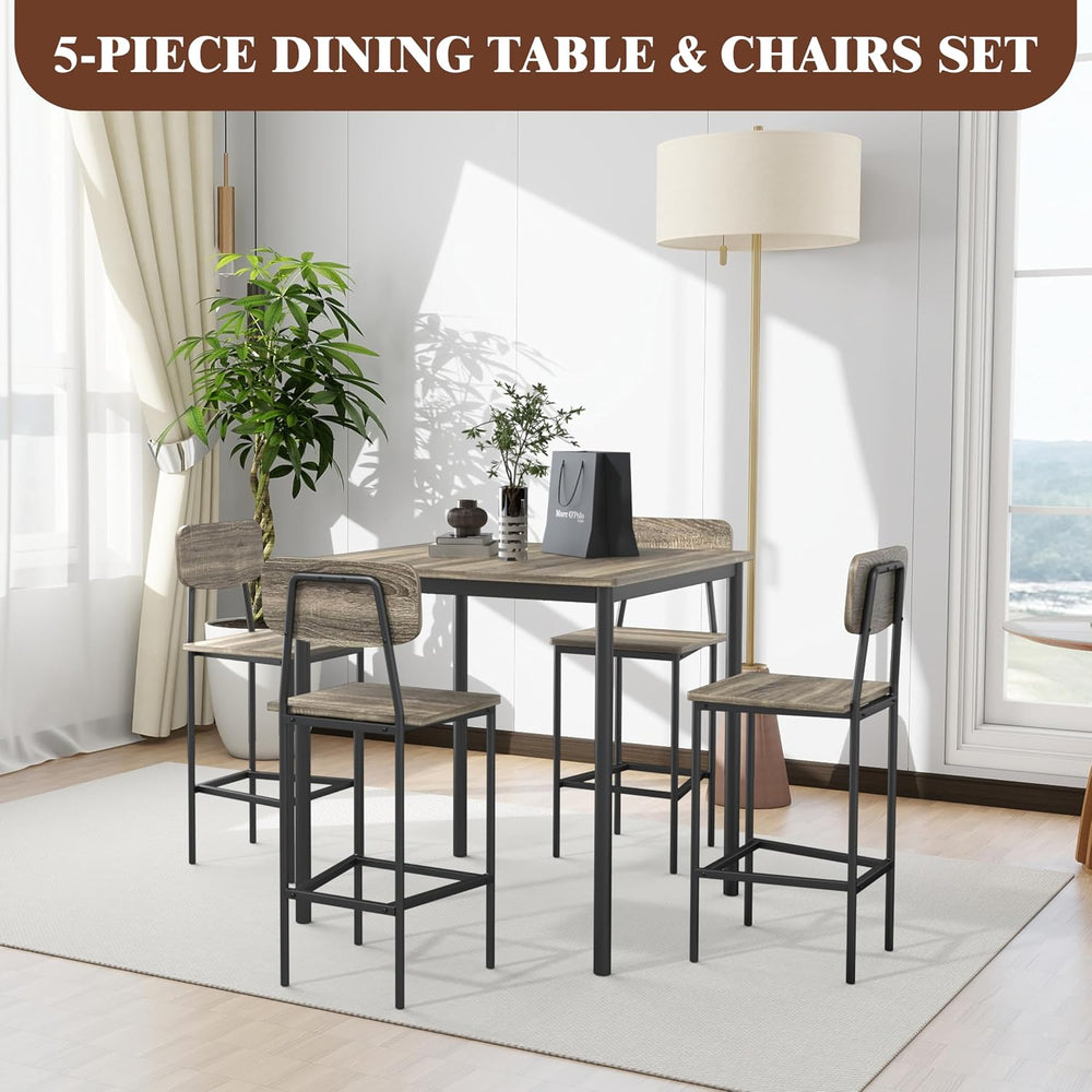 Kitchen Table and Chairs of 4, 5 Piece Dining Table Set | Sturdy Industrial S...