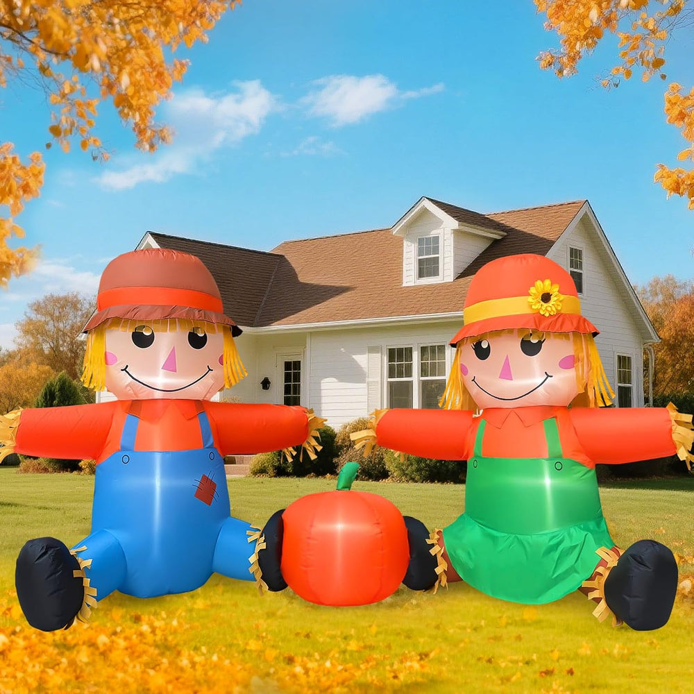 6FT Fall Thanksgiving Inflatables Outdoor Decorations with Built-in LEDs