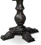 F55-11-TP - Mid Century Dining Table with Acacia Wood Round Tabletop, Sand Blasted Black Finish